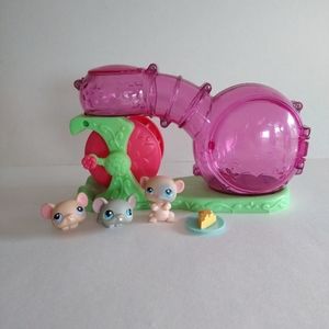 LPS Littlest Pet Shop Merry Mice Tunnel And Wheel Playset Mice #102 103 104